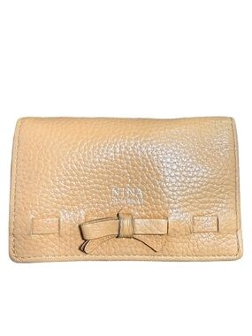 Nina Ricci Beige Leather Bow Card Wallet